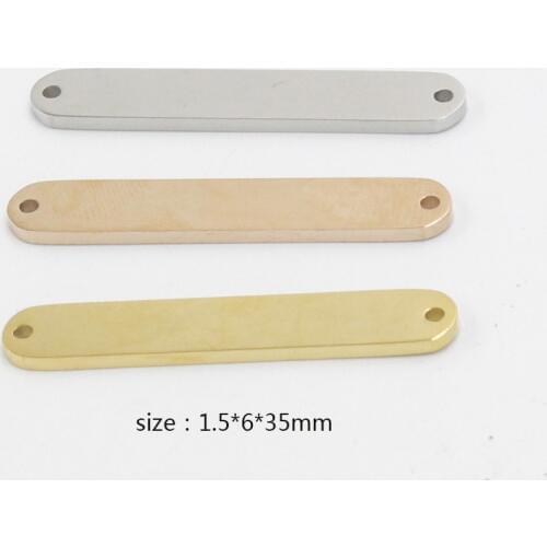 10PCS Elliptical rectangular strip Fashion Stainless Steel Charms Accessories Connector Charms for Jewelry Making DIY 1.5*6*35mm