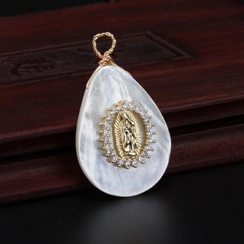 5pcs/lot hot sale white cz paved virgin natural shellshape pendant with copper choker necklace for women daily jewelry