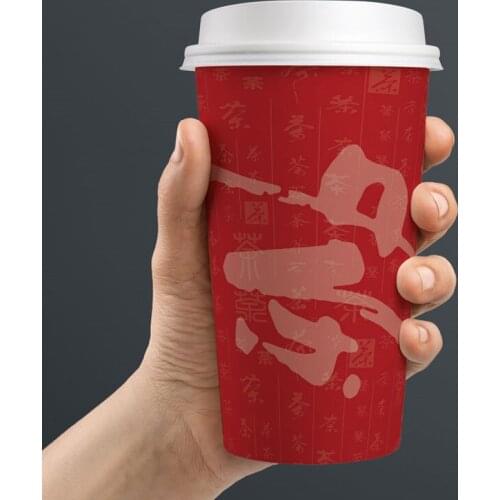 50pcs Net red thick disposable coffee cups cold hot drink packaging cups red milk tea juice ice cream fruit paper cups with lids