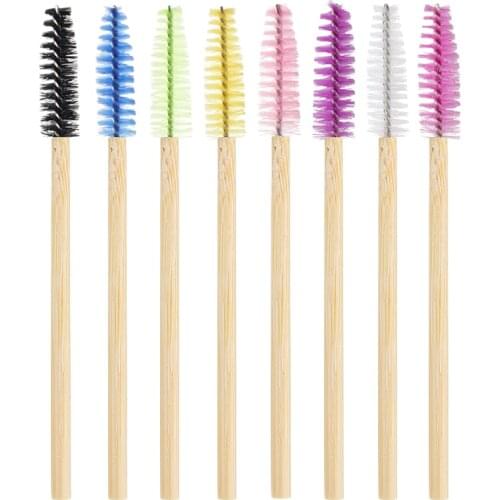 50pcs disposable eyebrow brushes bamboo handle eyelash brush makeup brush eyelash extension mascara applicator tools