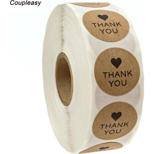 500Pcs 1 inch Round Thank You Stickers Kraft Wedding Envelope Seals Handmade Stationery Sticker Thank You Stickers Scrapbooking