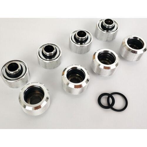 8pcs/lot Hard Tube Fitting OD16mm Hand Compression Fitting G1/4' 4 Layer Seal Ring use for PMMA/PETG Rigidity Tube L16 fitting