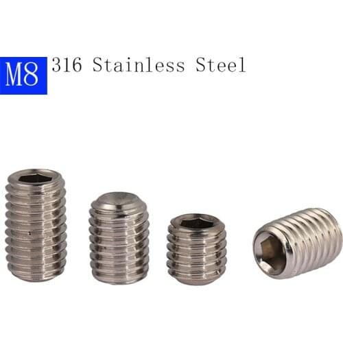 M8 - 1.25 316 Stainless Steel A4 Hex Socket Set Screws with Cup Point Grub Screws bolts DIN 916