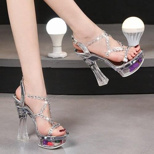 Female sandals high heels strap fashion model party catwalk new sandals female tide large size