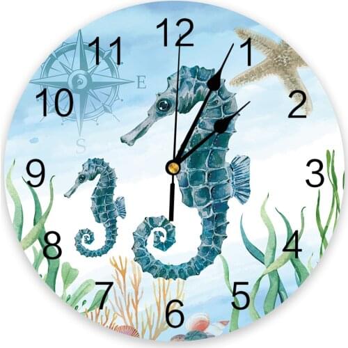 Marine Hippocampus Seaweed Compass Clocks Modern Design Home Decor Wall Clocks For Living Room Kitchen Office Silent Wall-clock