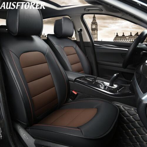 AUSFTORER Genuine Leather Seats Cover for Lincoln MKC Automotive Seat Covers Cars Cushion Custom Fit Seats Supports Accessories