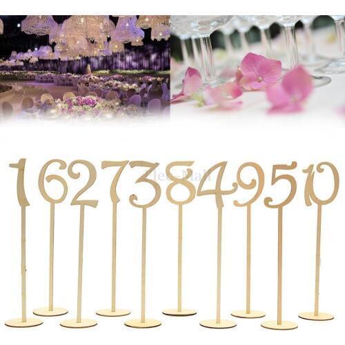 Wooden Wedding Supplies Table Number Figure Card Digital Seat Decoration Wedding Place Holder 10pcs/pack