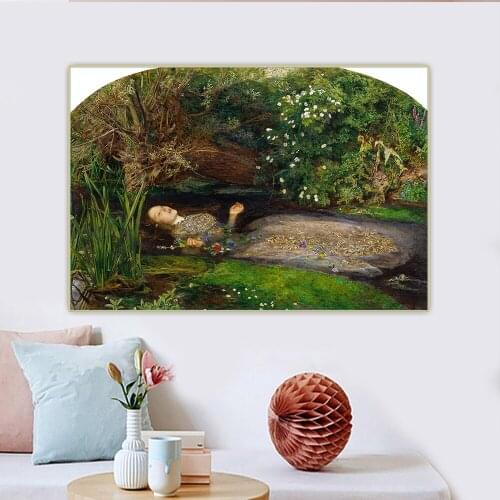 John Everett Millais《Ophelia》Canvas Art Oil Painting Artwork Poster Picture Wall Hanging Decor Home Living Room Decoration