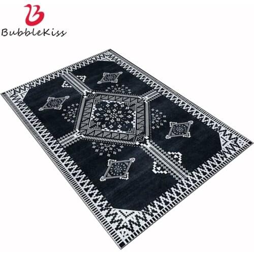 Bubble Kiss Ethnic Floral Carpet For Living Room Black White Geometric Pattern Floor Mat Modern Home Decor Sofa Bedroom Area Rug