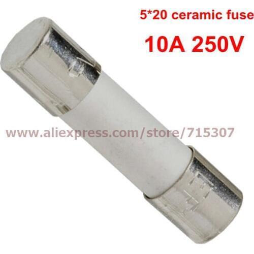 PHISCALE 100pcs 5*20 / 5x20mm Ceramic fuse 10A 250V