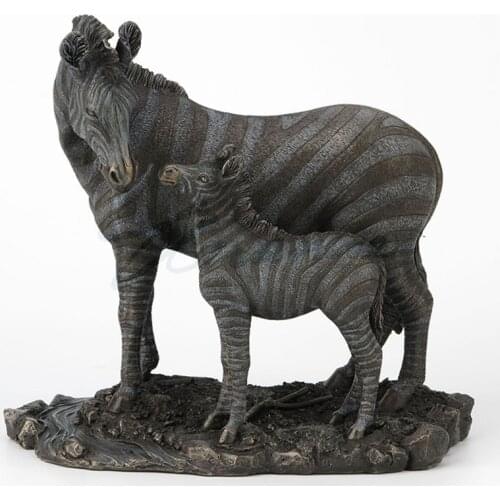 CREATIVE COLD CAST COPPER AFRICAN ZEBRA AND CUB ART SCULPTURE ANIMALS STATUE RESIN CRAFT HOME DECORATION BIRTHDAY GIFT R3114