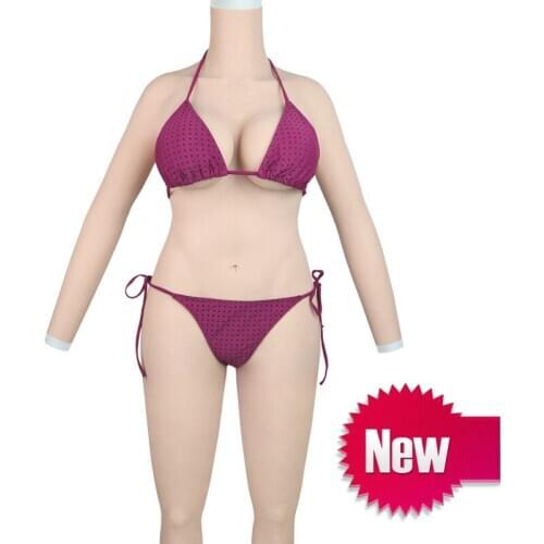 Hot Crossdresser Silicone Breast Forms Shemale Whole Body Suits Male To Female Fake Boobs Lift Hips Transgender Sexy Costumes