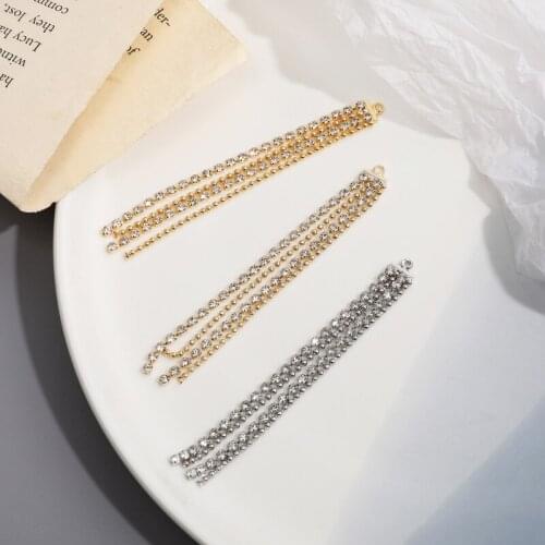 Copper Plated Real Gold 14K Rhinestone Zircon Peas Chain Tassel DIY Handmade Hairpin Jewelry Earrings Nail Accessories Material