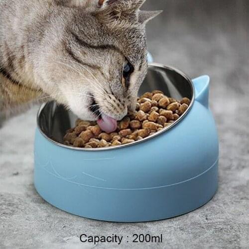 15 Degree Oblique Mouth Pet Stainless Steel Food Bowl For Cat Supplies Cute Dog And Cat Bowl To Protect The Cervical Spine