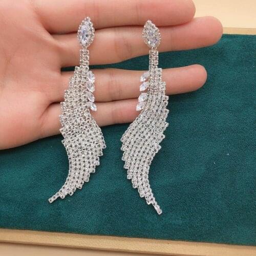 Fashionable and exquisite shiny Rhinestone Earring Jewelry geometric vertical elegant simple temperament lady Earring Gift