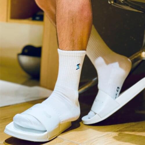 Fashion Sports man Pattern White Socks Gay Sexy Male Crew Streetwear Cotton Football Sock Comfortable
