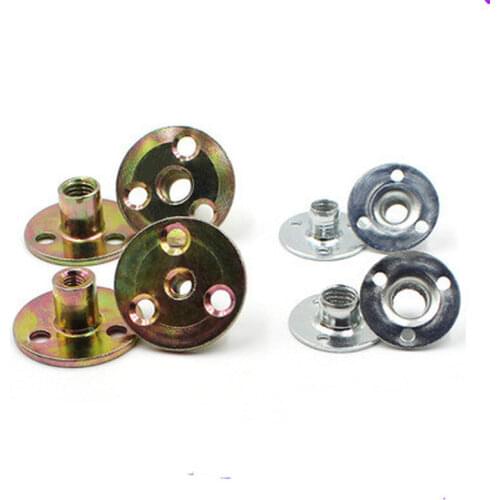 10pcs High quality Carbon Steel Flange Coupling with M6 M8 M10 M12 Thread Zinc Plating Three Hole Lock Nut Furniture Fastener