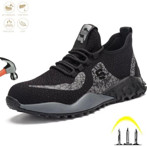 Mens Safety Shoes Industrial Steel Toe Cap Work Boot Puncture-Proof Non-slip Anti-smashing Comfort Breathable Shoes Fashion
