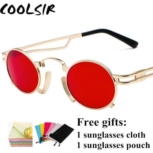 COOLSIR Men Metal Oval Frame Steampunk Gothic Vampire Sunglasses Unisex Retro UV400 Sun Glasses Cosplay Styling Oculos De Sol