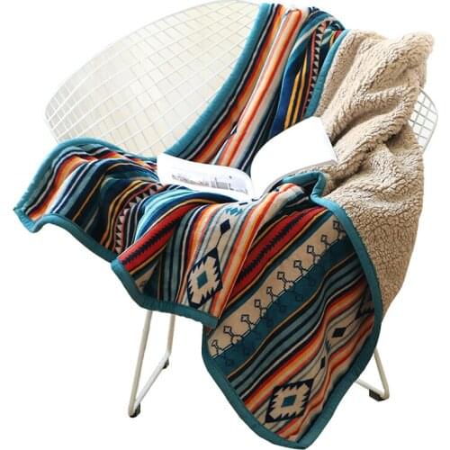 Bohemian Soft Plush Flannel Throw Blanket 50'' x 60'' for Bed Couch Sofa Camping