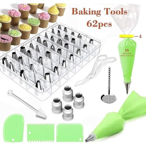 Stainless Steel Nozzle DIY Cake Decorating Mouth with Disposable Piping Pastry Bag DIY Cream Cookie Baking Decor Tools