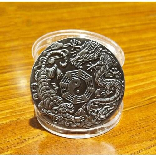 Newest 1oz Dragon Tiger Antique Silver Coin 40mm Elizabeth Collectible Sourvenir Coins Drop shipping