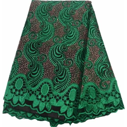 New 2021 green african lace fabric high quality lace fabric with stones african net french laces 5yards african fabric