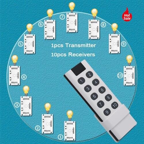 1/2/3/4/6/8/10 gang 433Mhz smart push Wireless Switch Light RF Remote Control 110V 220V Receiver home Wall button Ceiling Lamp