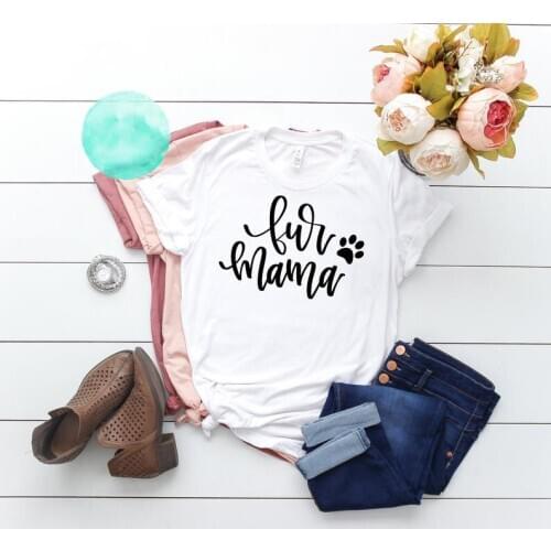 Dog cat paw mama mom shirt fashion harajuku cotton women tshirt funny graphic round neck mother clothing short sleeve top tees