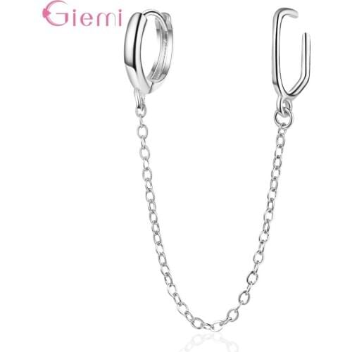 Simple Long Round Statement Earrings Women 925 Sterling Silver Jewelry Tassel Ear Chain Small Hoop Earrings Brinco