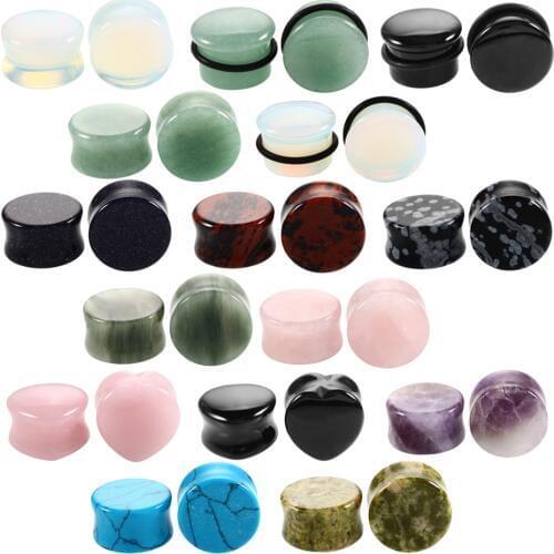 2pcs/lot Stone Ear Plugs and Tunnels Ear Piercings Earring Gauges Helix Piercing Ear Stretcher Ear Plugs Body Piercings Jewelry