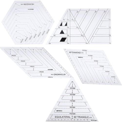 Patch‑Work Ruler Quilting Templates Transparent Sewing Cutting Craft Manual DIY Tools For Measuring Painting Drawing 5Pcs/Set