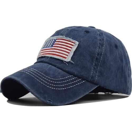 Unisex Vintage American National Flag Ripped Anti UV Ponytail Hat Baseball Cap Hip Hop Dad Trucker Cap