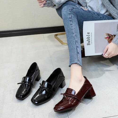 Spring 2020 Womens Heel Shoes Stylish comfortable square shiny non-slip sweet versatile Office dating womens shoes U22-66