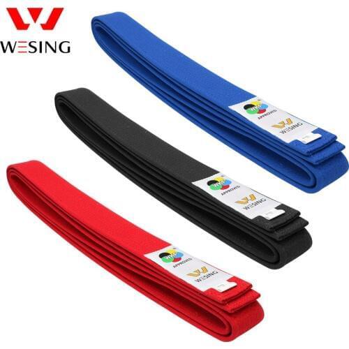 Wesing Blue Red Black Karate Belt Taekwondo Equipment 100% Cotton For Kids Mens Womens WKF Approved