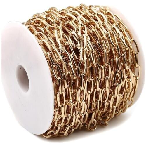 1 Meter Copper Link Cable Chains For Jewelry DIY Findings Oval Gold Color Filled Necklace Bracelet Making Components 10x5mm