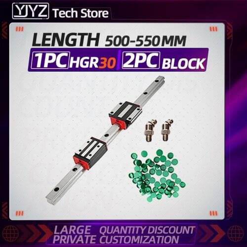 Linear Rail Guide 1pc 500/550mm HGR30+2pcs HGH30CA/HGW30CC Linear Narrow/Flange carriges Sliding Block cnc parts