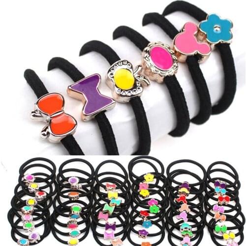 1 Piece Lovely Drip Glaze Simple Elastic Bands For Baby Girls Black Rubber Band Scrunchy Gifts Kids Hair Accessories 2021 NEW