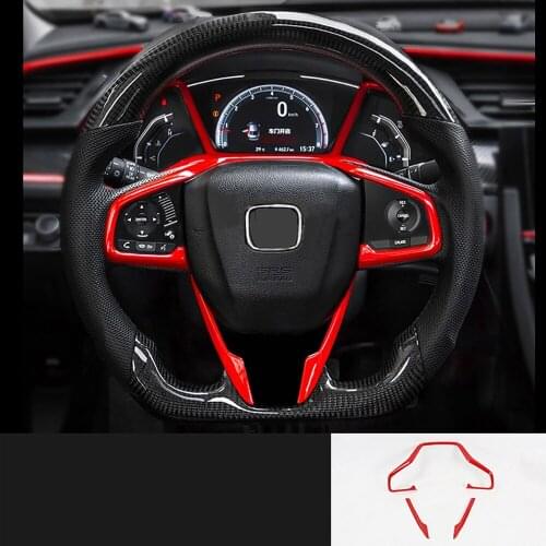 10th Gen Civic ABS Plastic Steering Wheel Trims Interior Decaration Sticker for Honda Civic 2020 2019 2018 2017 2016 -Red