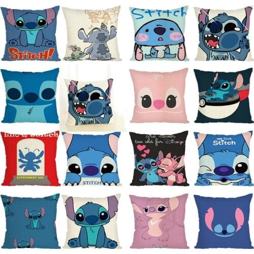 45x45cm Disney kawaii Stitch Cushion Cover Plush Toys Stitch Pillowcase Anime Pillow Cases car Home Decoration Christmas Gifts
