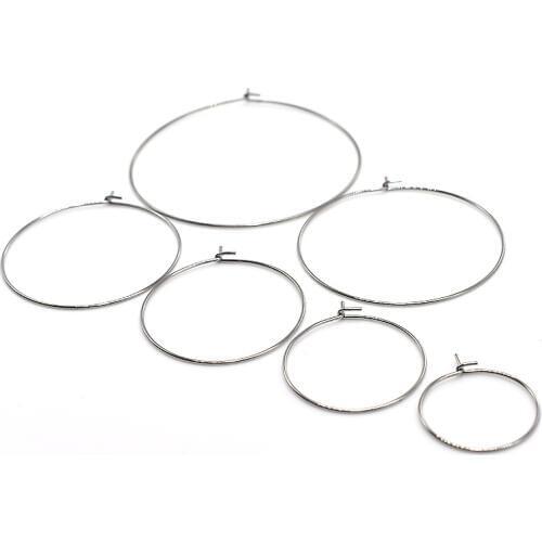 50pcs/lot 20/25/30/35/40mm Stainless Steel Big Circle Wire Hoops Loop Earrings for DIY Dangle Earring Jewelry Making Accessories