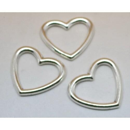 A2241 50pcs/lots Wholesale Tibet Silver Smooth Heart Charms Alloy Jewelry Accessories 25x33mm