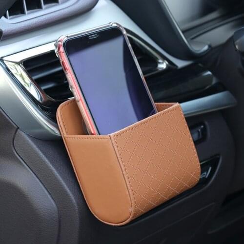 Car Outlet Vent Seat Back Tidy Storage Box PU Leather Coin Bag Case Pocket Organizer Hanging Holder Pouch Automobile Supplies