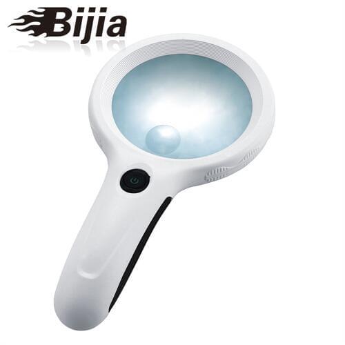 BIJIA 90MM with 8LED Lights 10 Times Handheld Reading Banknotes Magnifier 9588