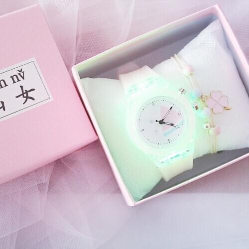 2020Fashion Student Watches Electronic Colorful Light Source Child Watch Children Silicone Strap Girls Birthday Party Gift Clock