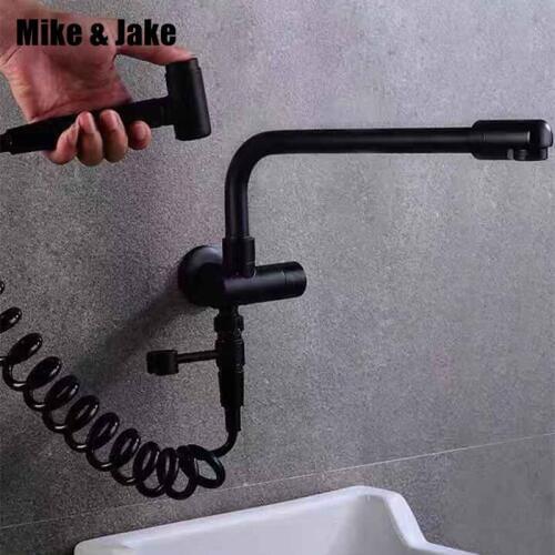Black wall single cold tap bathroom mop tap black wall faucet with bidet shower black cold bidet tap Mop pool wall tap