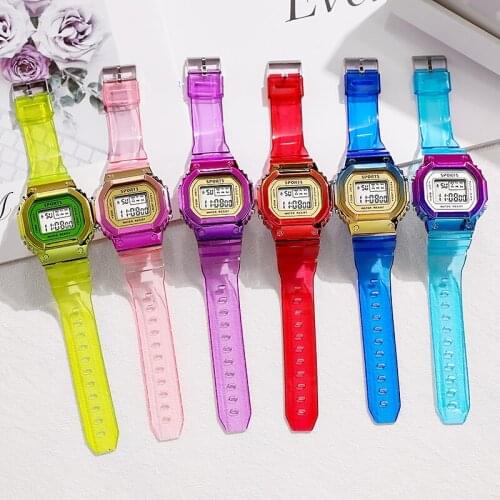 Colorful Electroplating Small Square Electronic Watch Student Multi-function Waterproof Luminous Led Electronic Watch