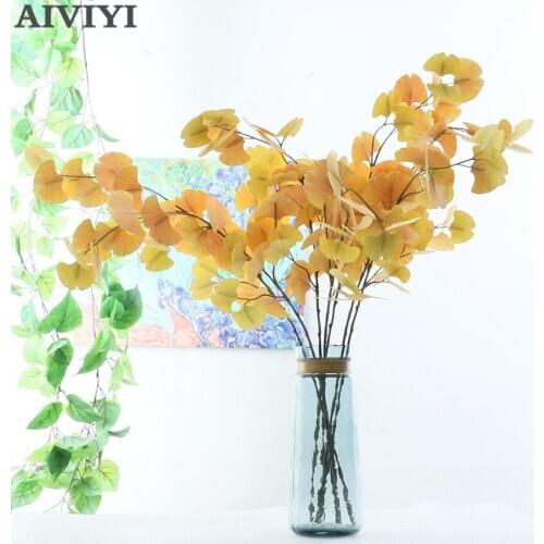 Artificial Flower 3D Tape Ginkgo Biloba Artificial Flower Highend Artificial Home Decoration Artificial Plant Ginkgo Multicolor