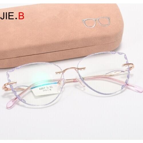 JIE.B new fashion net celebrity ladies diamond anti-radiation goggles prescription myopia reading glasses flat light