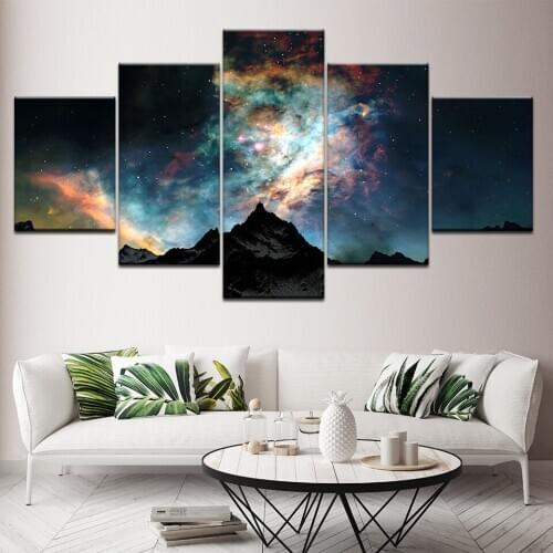 Canvas Painting Snow Galaxy scenery 5 Pieces Wall Art Painting Modular Wallpapers Poster Print for living room Home Decor